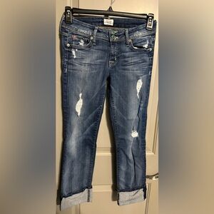 Hudson Size 27 Ginny Crop Cuffed Blue Jeans Pre-owned